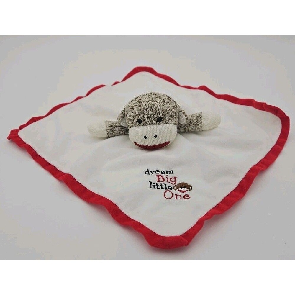 Baby Starters 13" Sock Monkey Blanket Dream Big Little One Satin Back Lovey